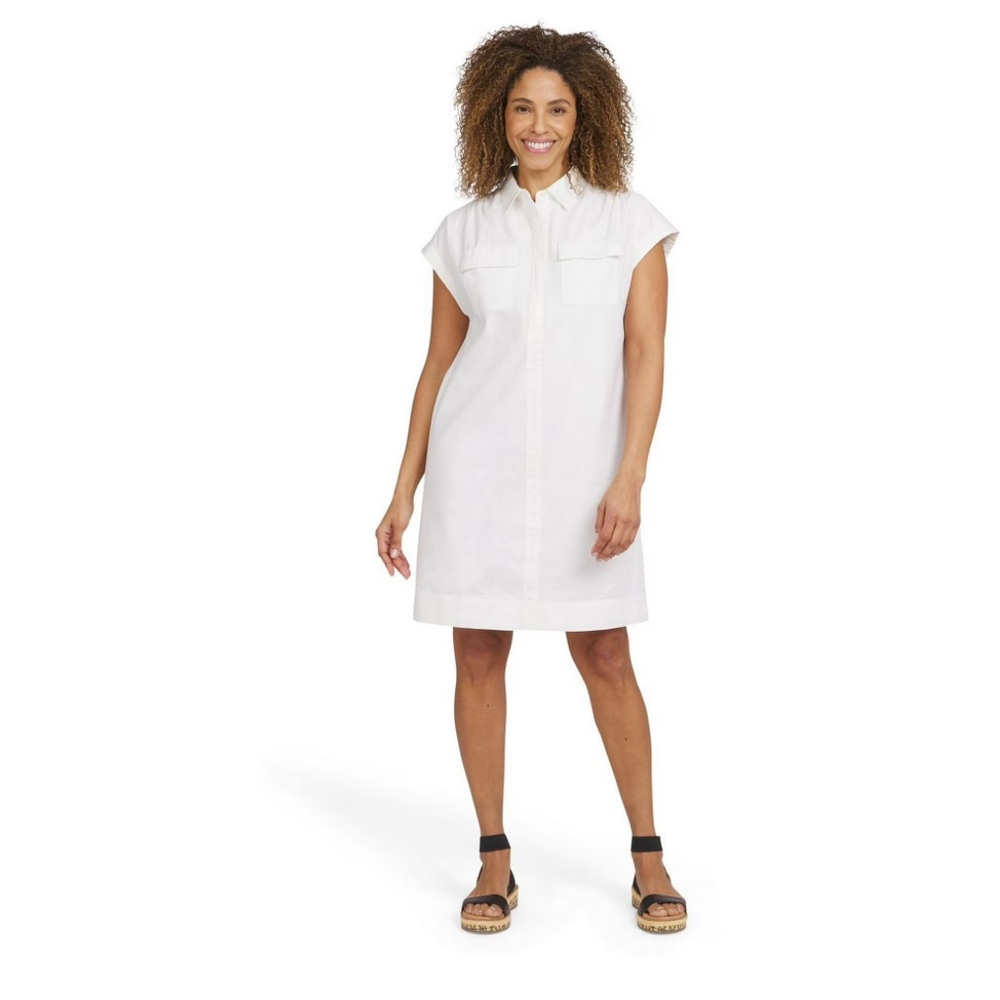Ralph Lauren Chaps White Denim Button Down Dress